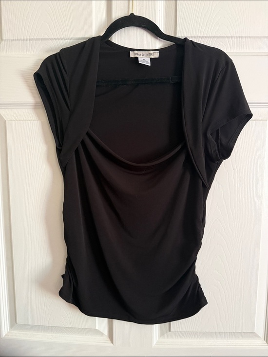 Urban Outfitters Tops - Urban Outfitters Black Draped Cowl-Neck Short Sleeve Top